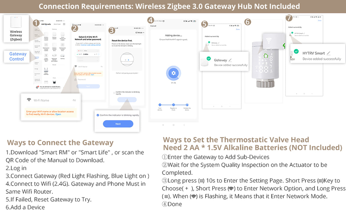 HOMGEN Professional Zigbee M30 x 1.5 Smart Radiator Head (Excluding Gateway)