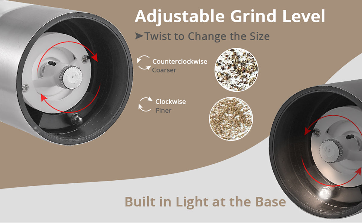 HOMGEN Popular Stainless Steel Salt and Pepper Grinder Set