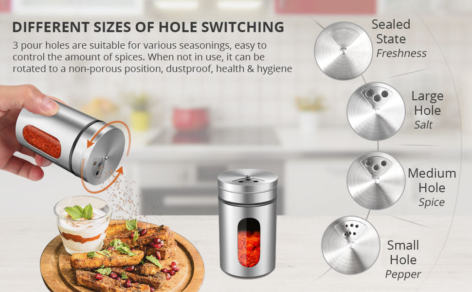 Homgen Popular 12pcs Stainless Steel Spice Jars Set