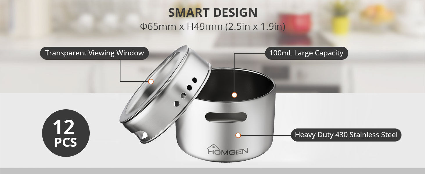 Homgen 12PCS Popular Stainless Steel Magnetic Spice Jars