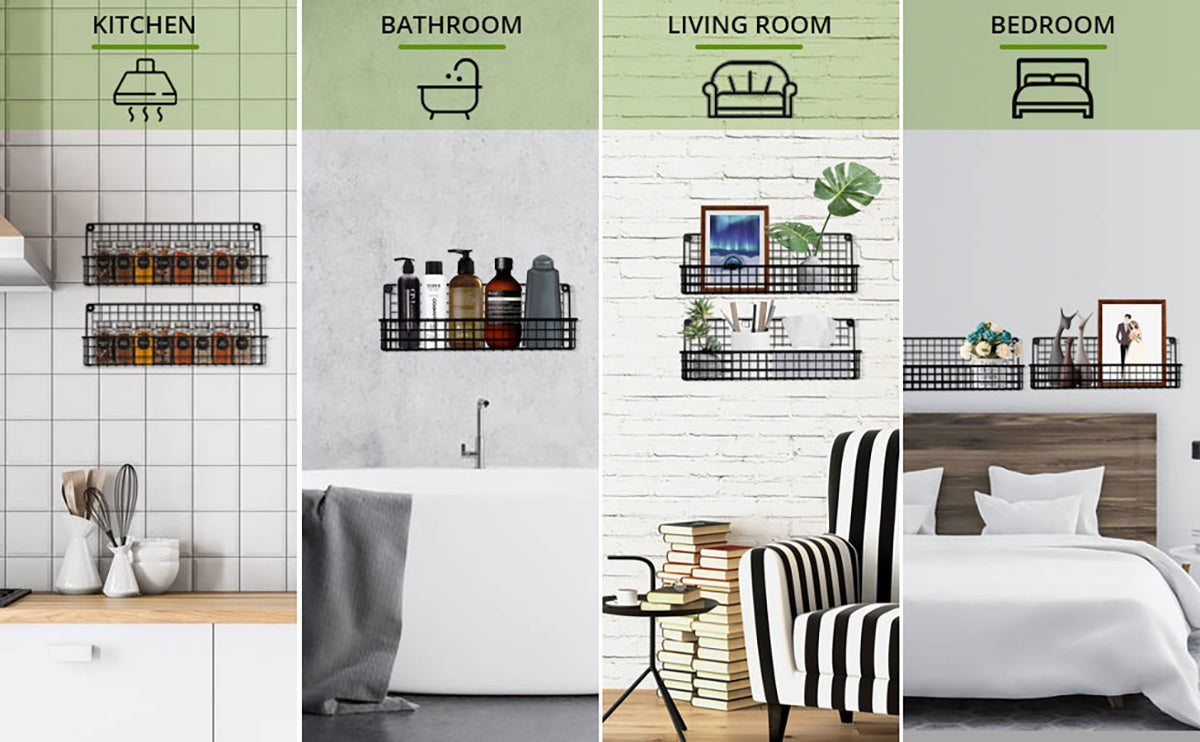 HOMGEN Popular 4Pcs Metal Spice Shelve 4-Tier Stackable Rack Organizer