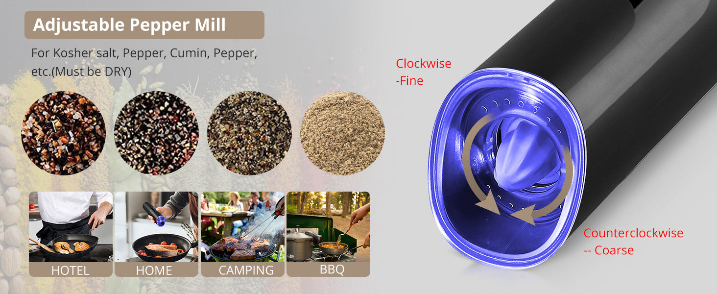 HOMGEN Popular Battery Electric Salt and Pepper Grinder Set