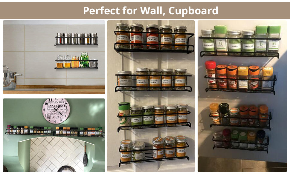 HOMGEN Popular 4Pcs Metal Spice Rack Organizer
