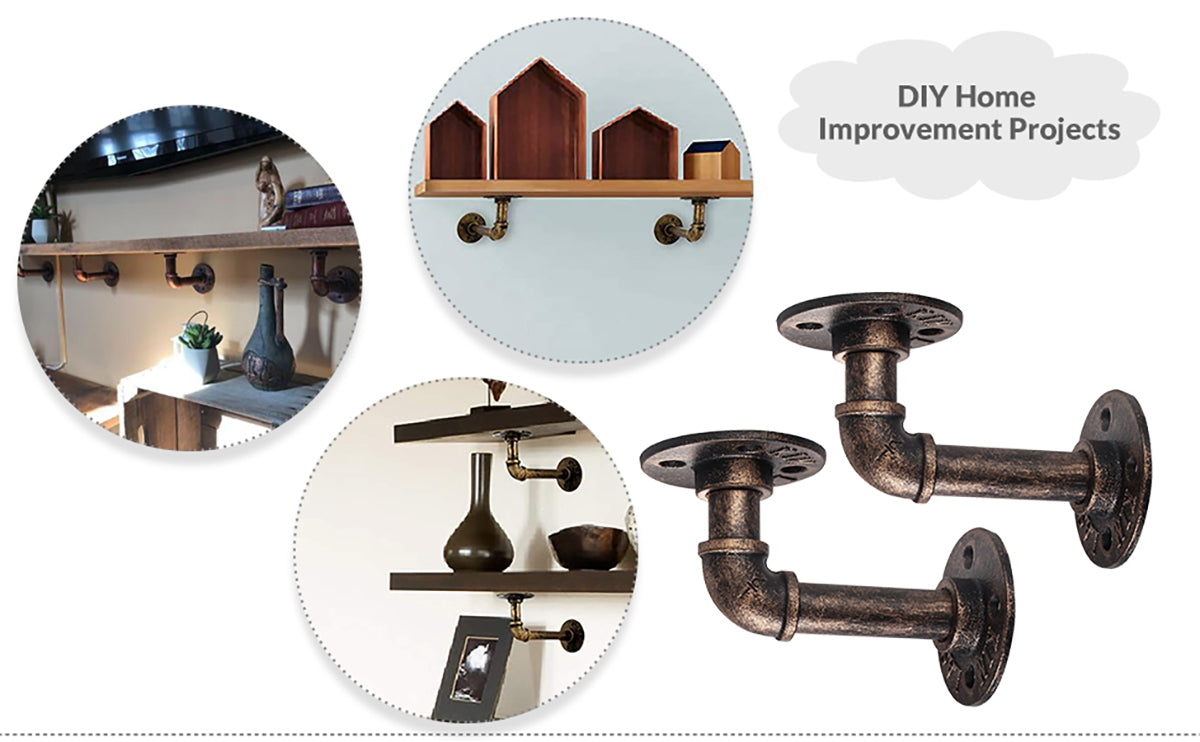 HOMGEN 4Pcs Tube Rack Industrial Plumbing Pipe Shelf Brackets (9 X 13 cm)