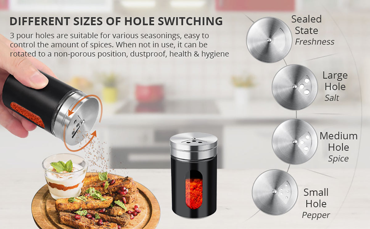 HOMGEN Popular 12pcs Stainless Steel Spice Jars Set