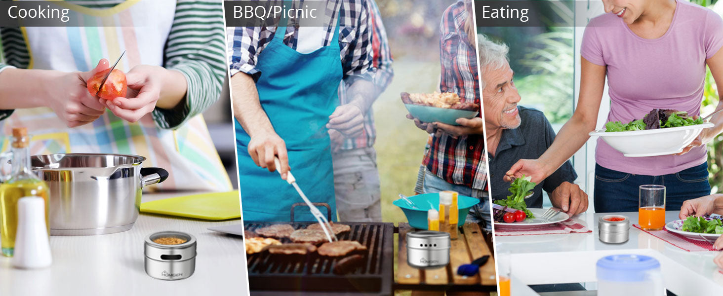 Homgen 12PCS Popular Stainless Steel Magnetic Spice Jars