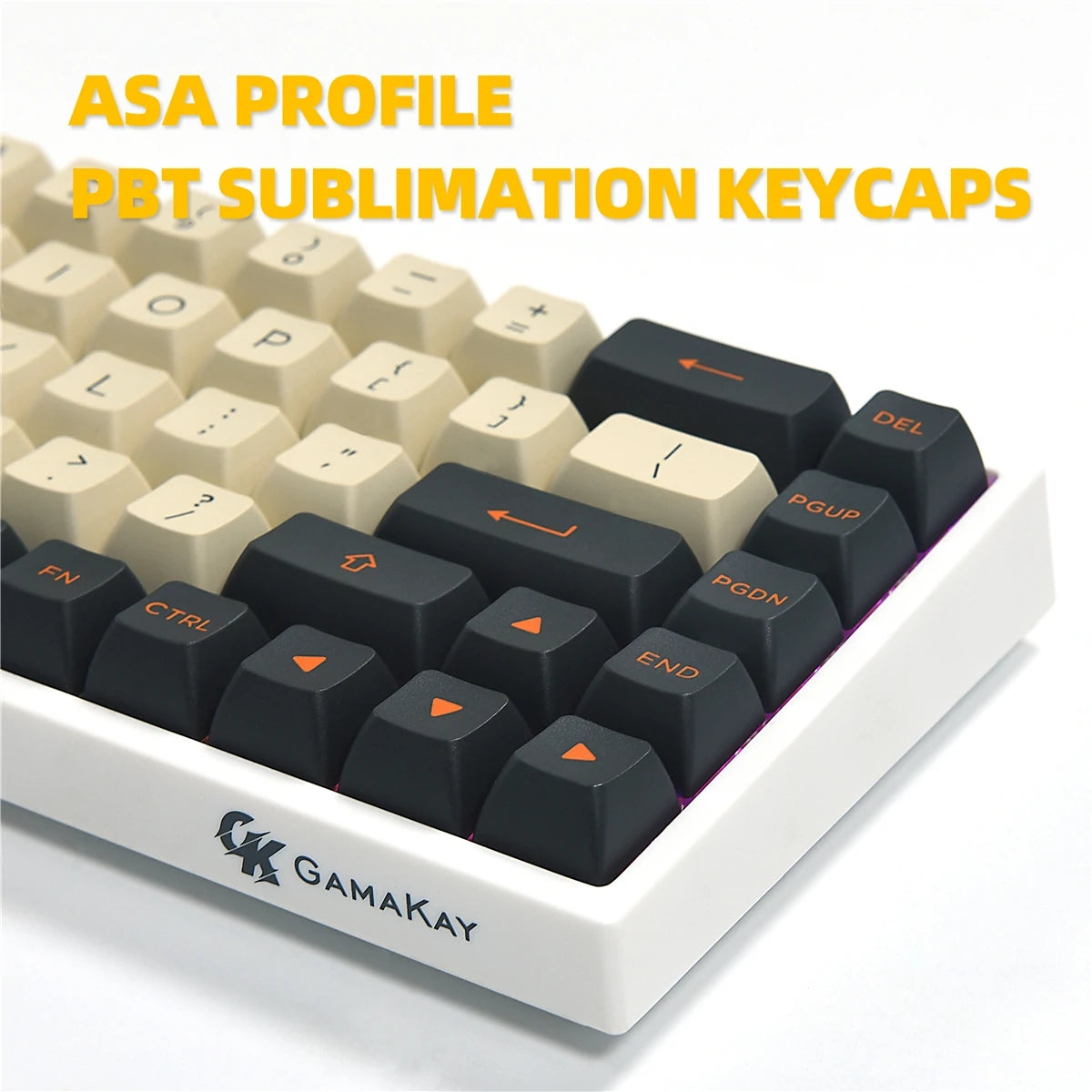 The TK68 65 keyboard features XDA/ASA profile PBT keycaps, providing a durable and comfortable typing experience.