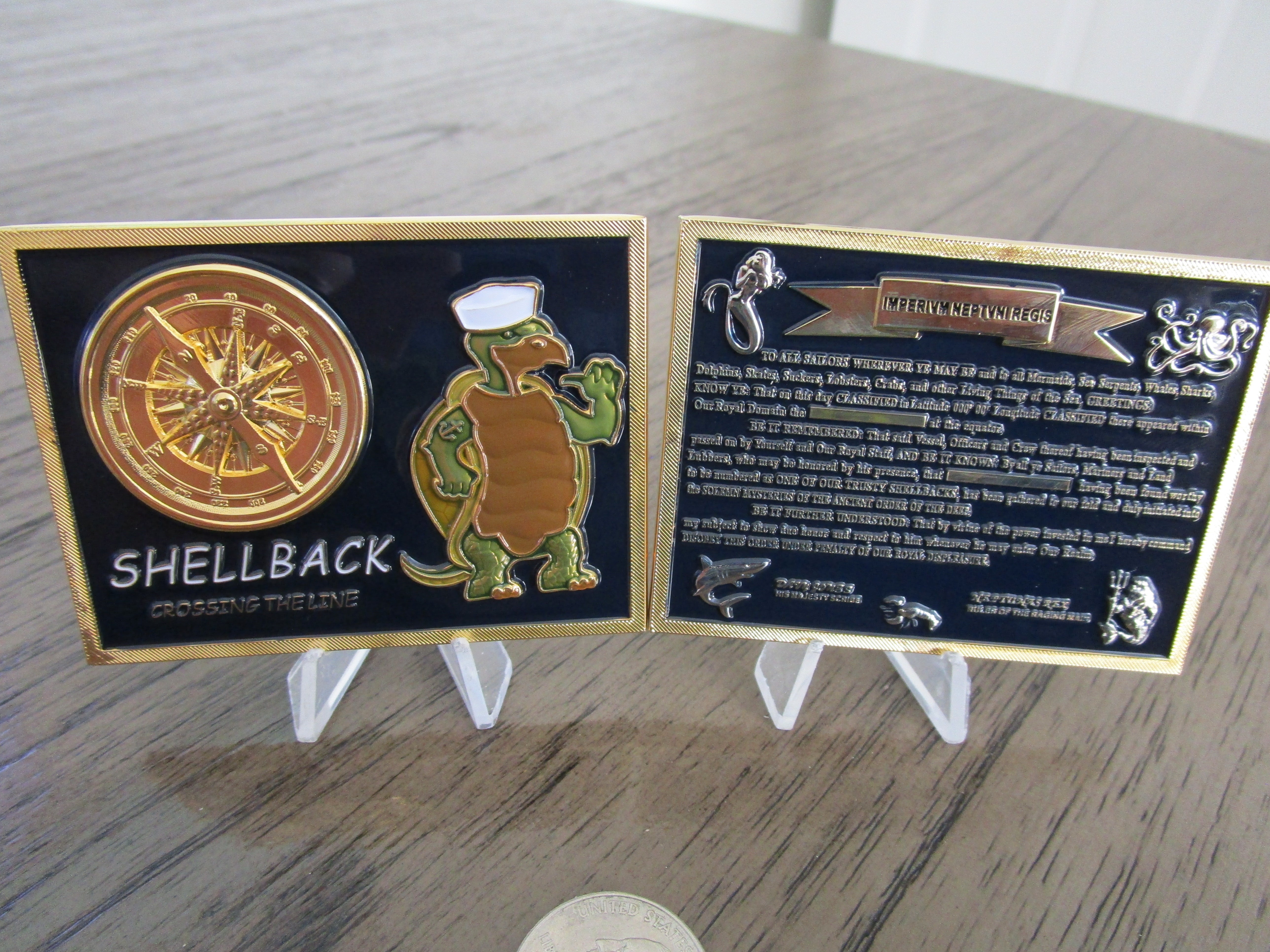 Shellback Crossing The Line Ancient Order of the Deep Crossing The Equator Ceremonial USMC USN Challenge Coin