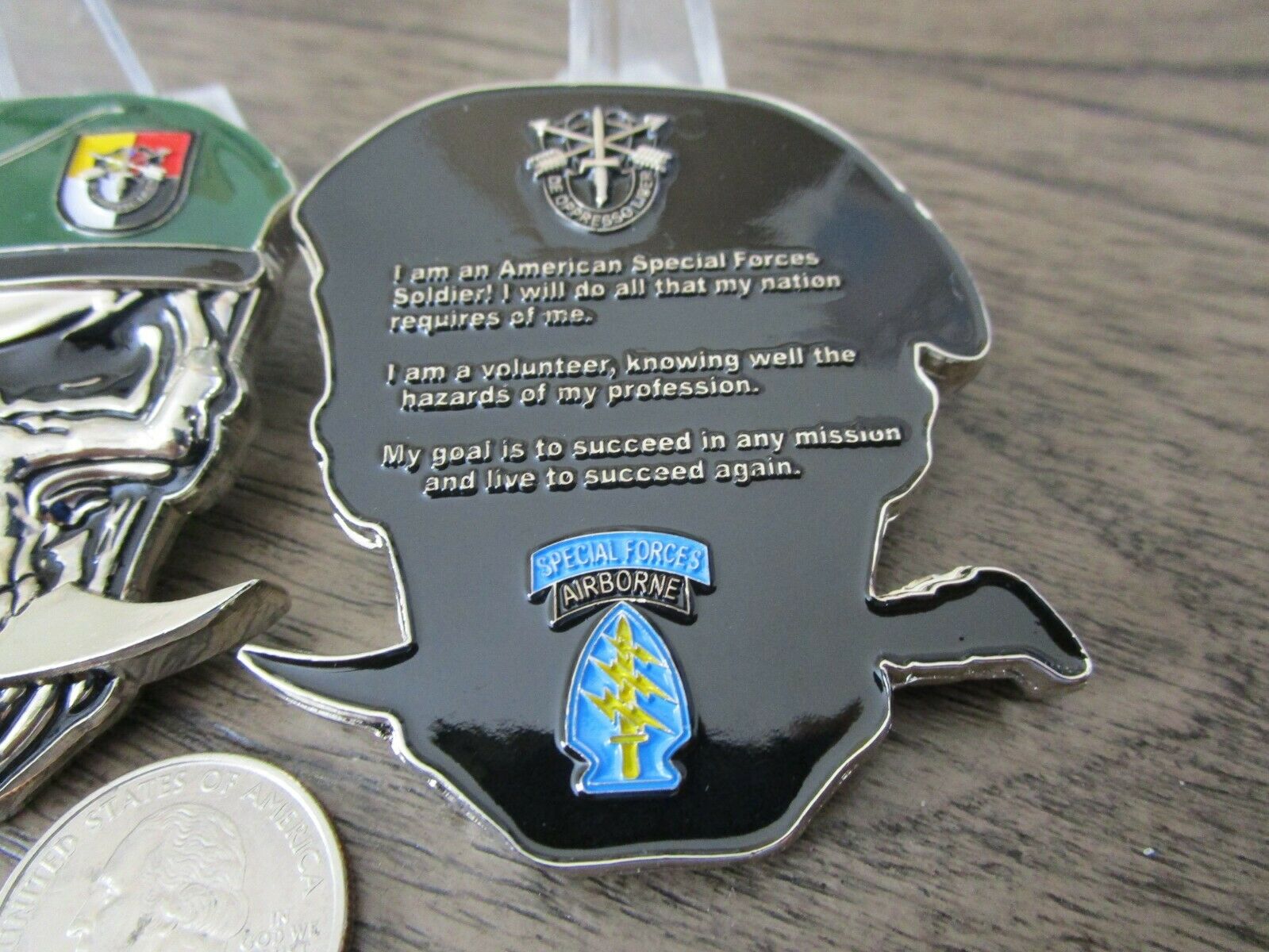 US Army 3rd SFG(A) Special Forces Group Green Berets Creed Reapers Skull Challenge Coin