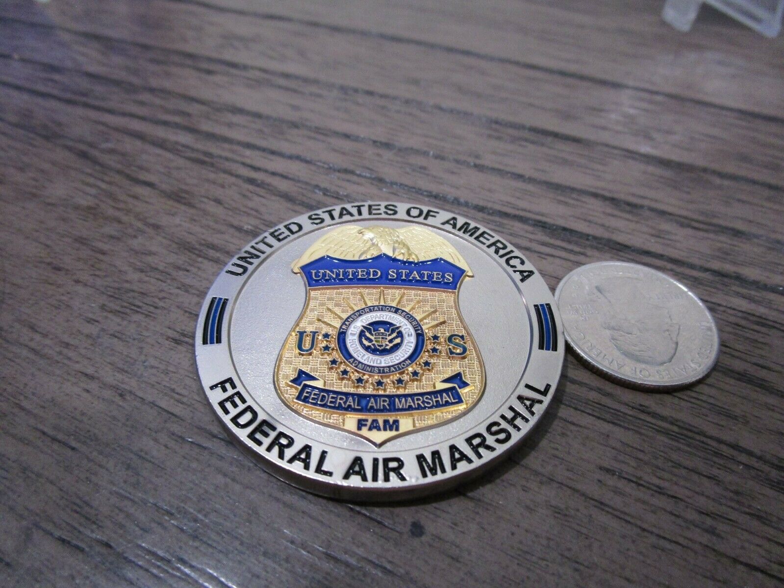 Federal Air Marshal One Team One Fight Western Masked Skull Challenge Coin