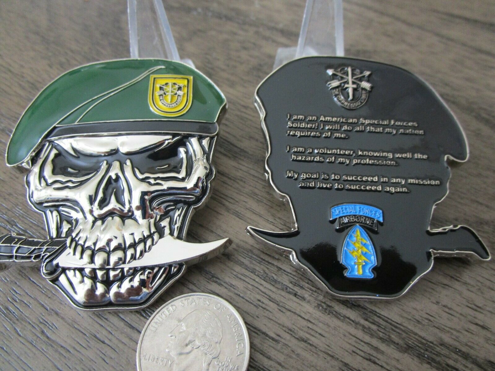 US Army 1st SFG(A) Special Forces Group Green Berets Creed Reapers Skull Challenge Coin