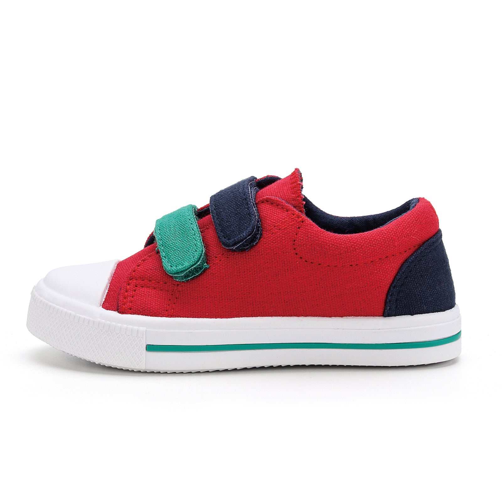 Blue and Green Velcro Red Canvas Sneakers