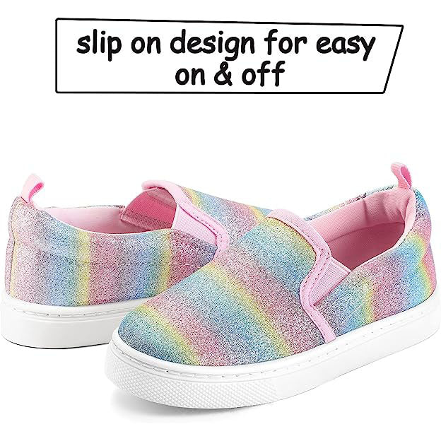 Rainbow Stripe Glitter Slip-On Espadrilles
