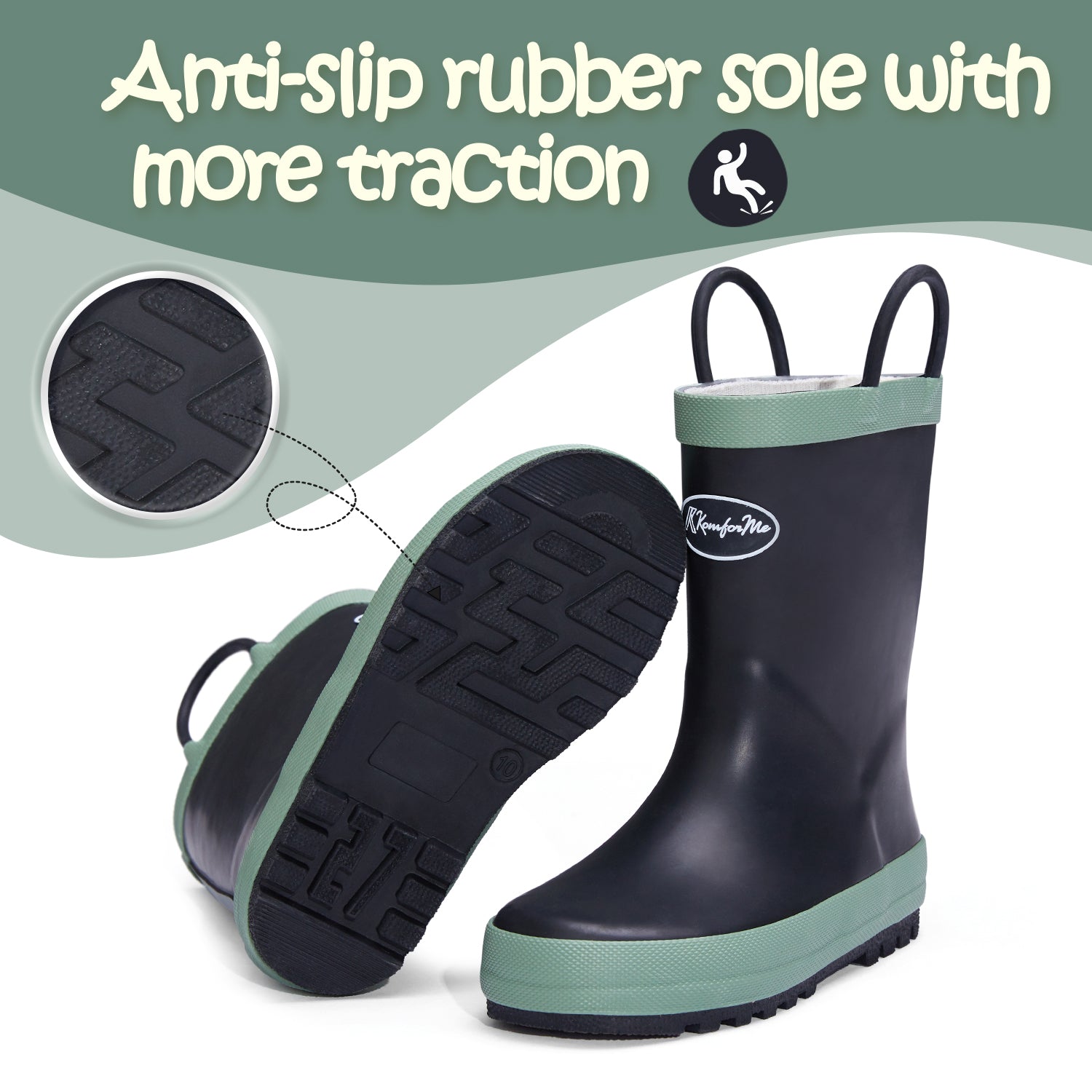 Black Matte Waterproof Rubber Rain Boots