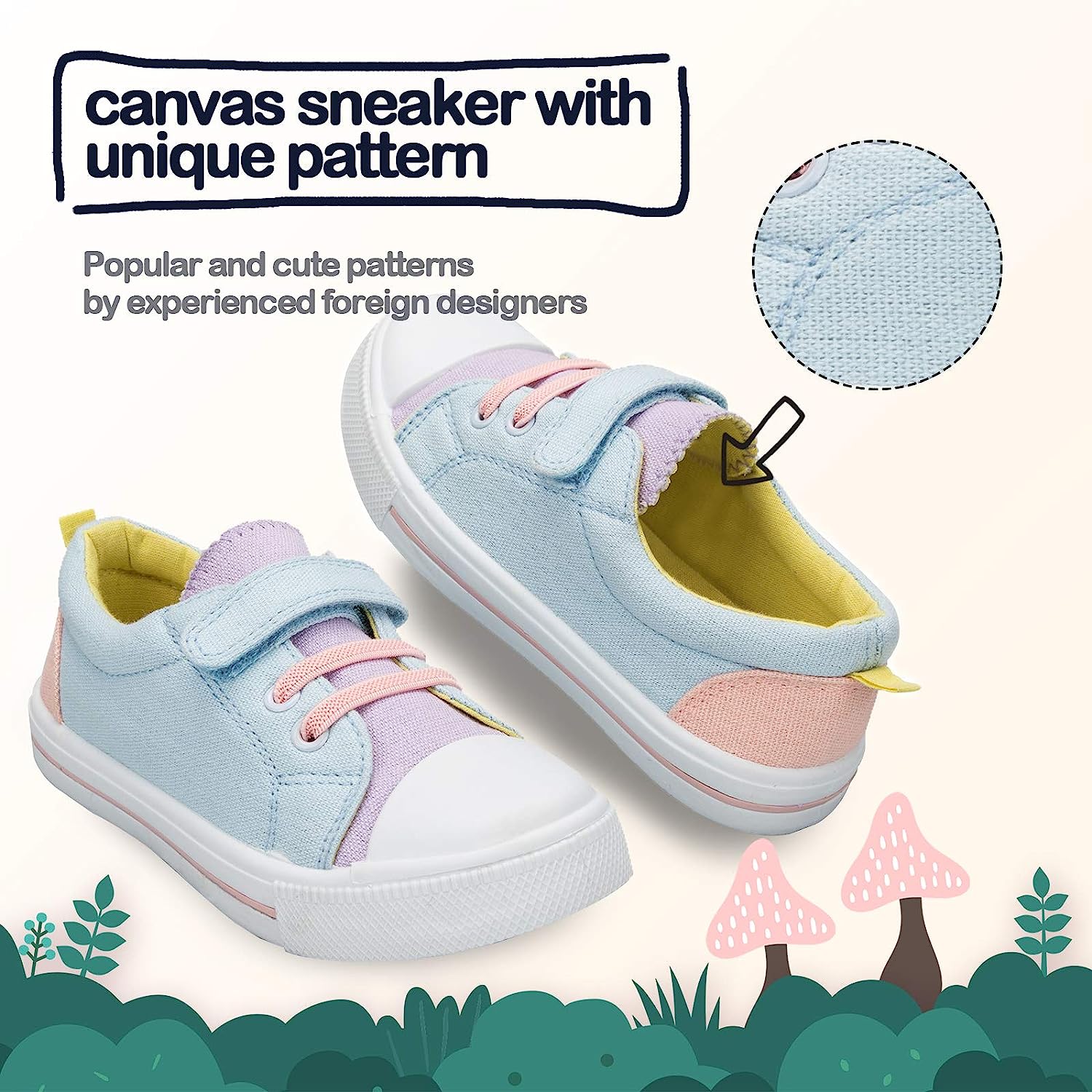 Colorful Velcro Slip-resistant Canvas Kids Sneakers