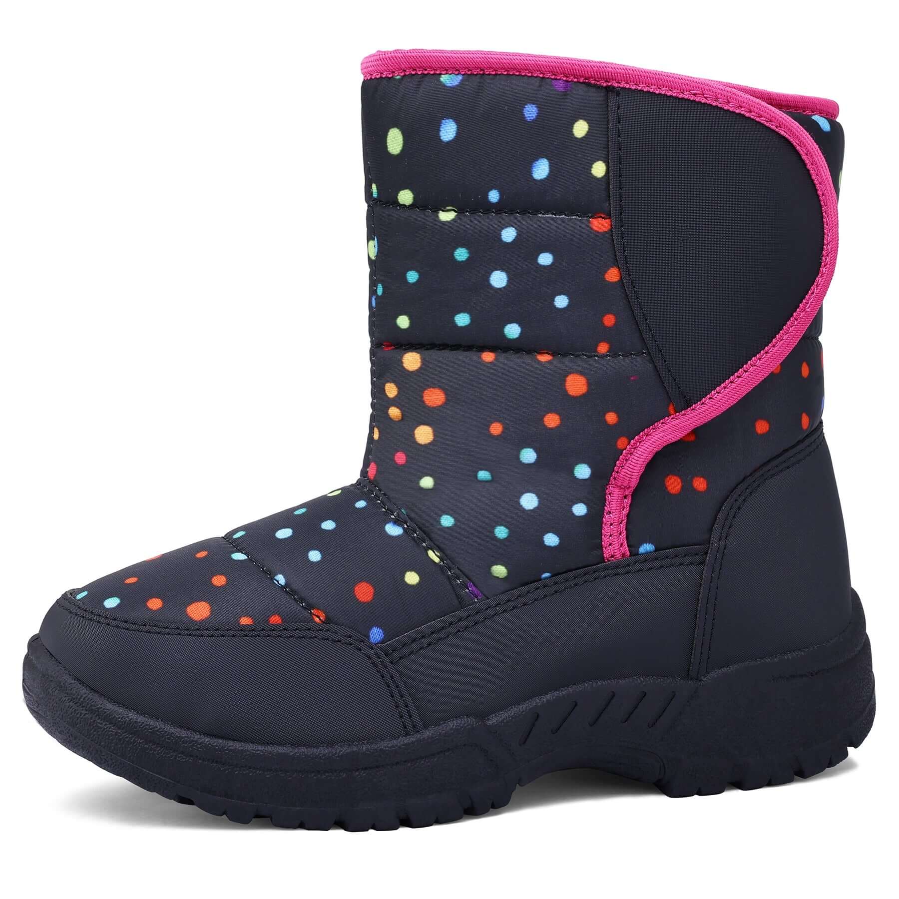 Colorful Polka Dot Black Thermal Winter Boots