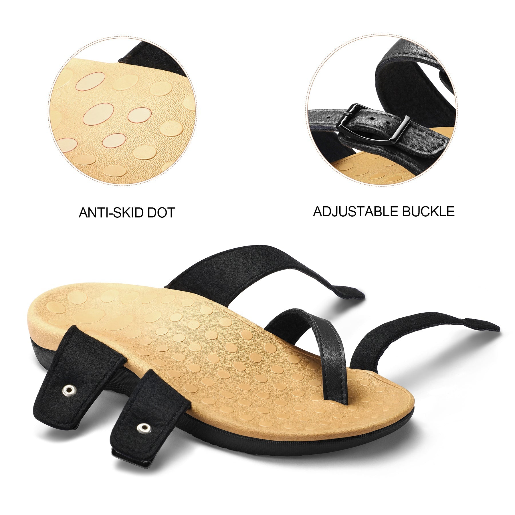 Orthopedic Black Arch Support Flip Flops