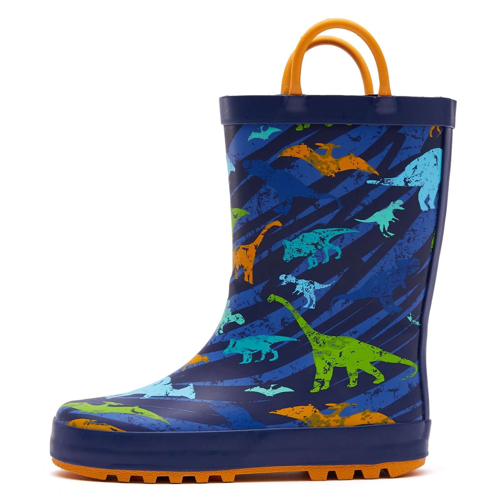 Colorful Dinosaur Kids Rain Boots-Orange