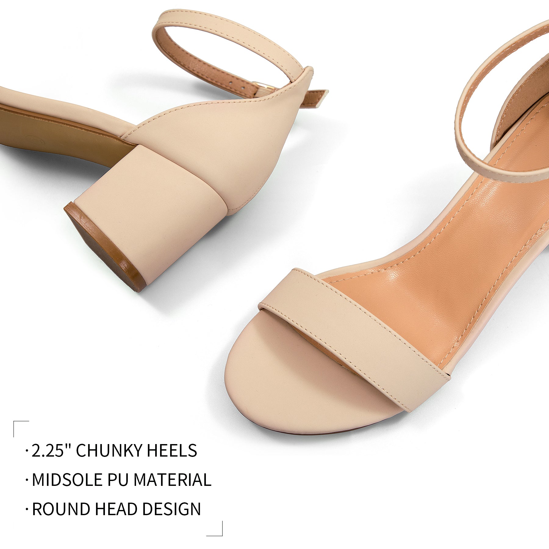 Fashion And Versatile Ankle Strap Low Heel Sandals