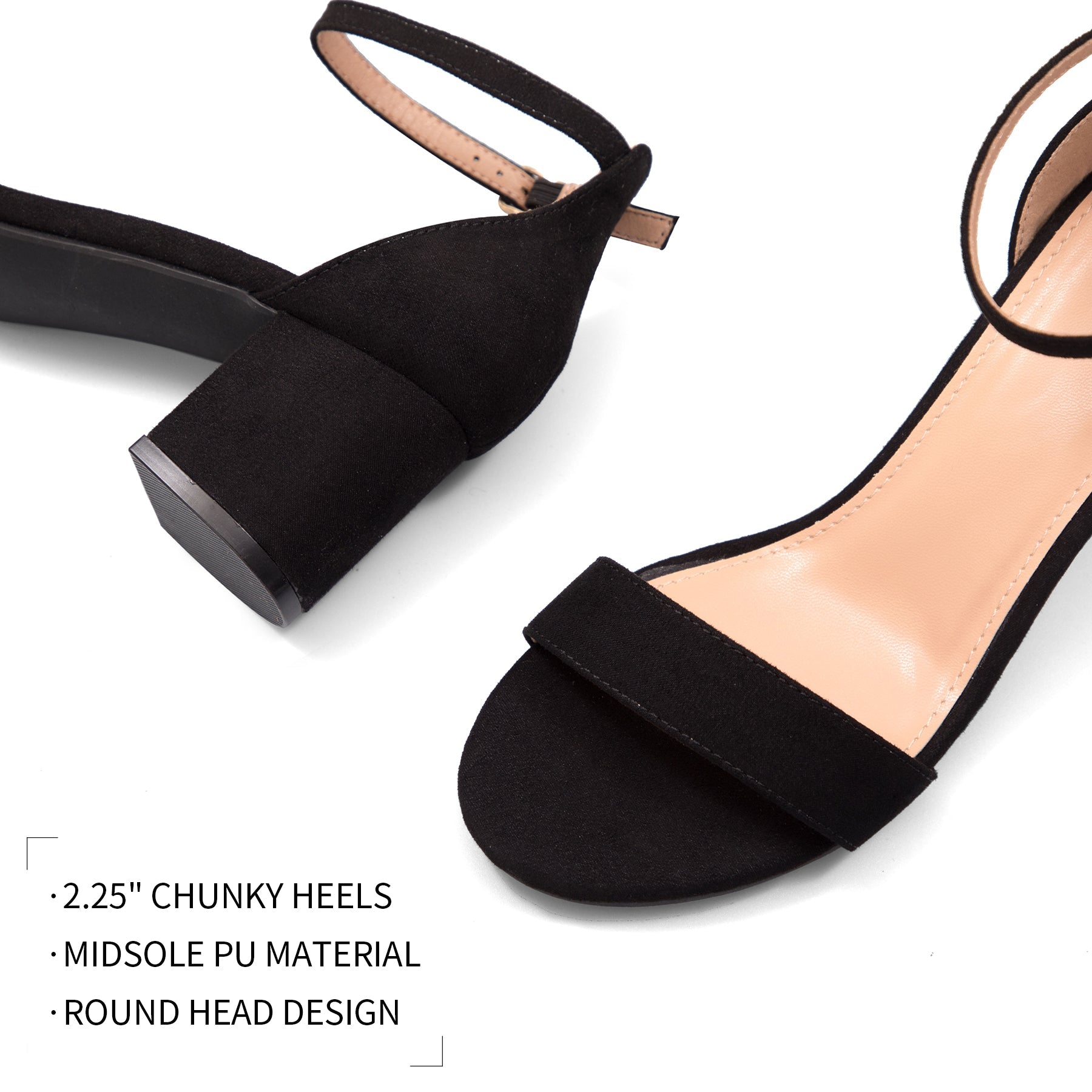 Fashion And Versatile Ankle Strap Low Heel Sandals