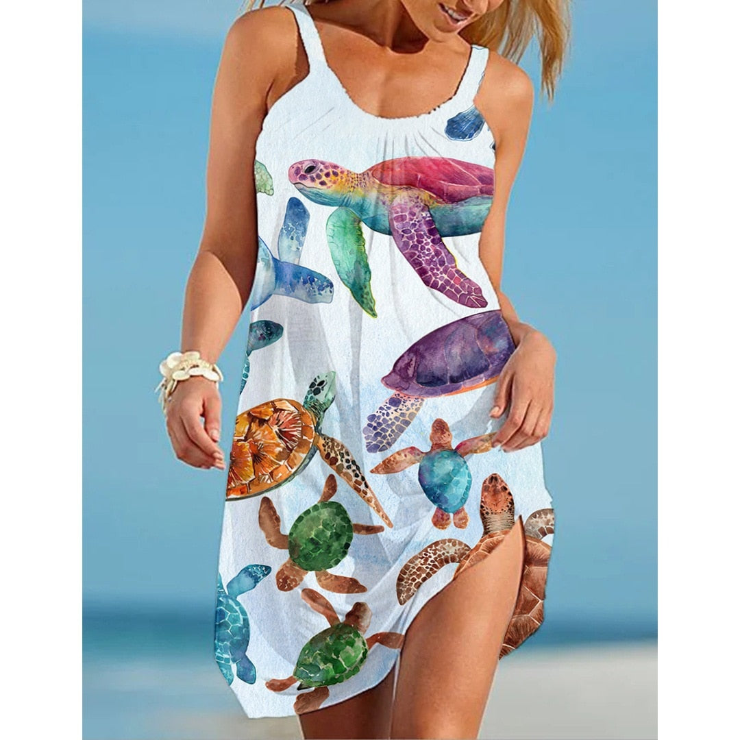 Turtle Print Beach Dress