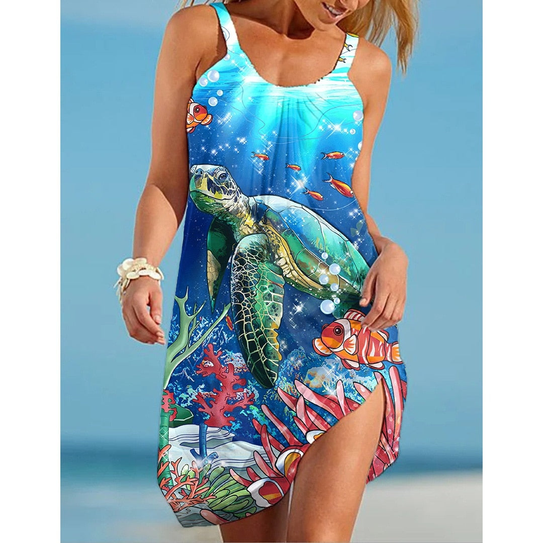 Turtle Print Beach Dress