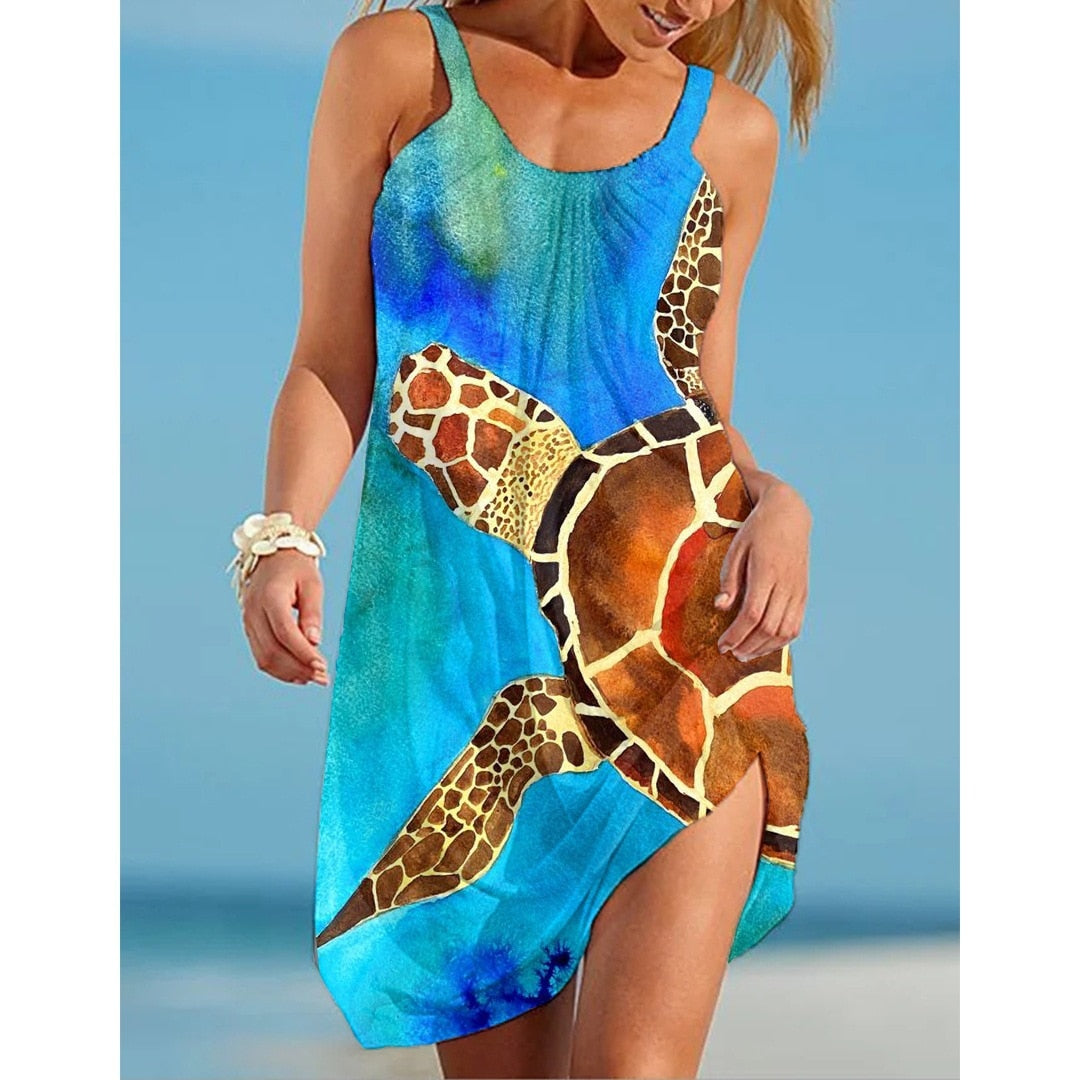 Turtle Print Beach Dress