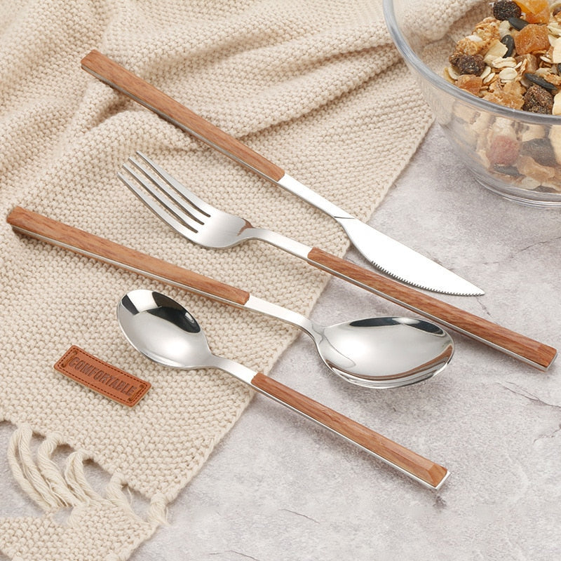 Wood Handle Stainless Steel Set