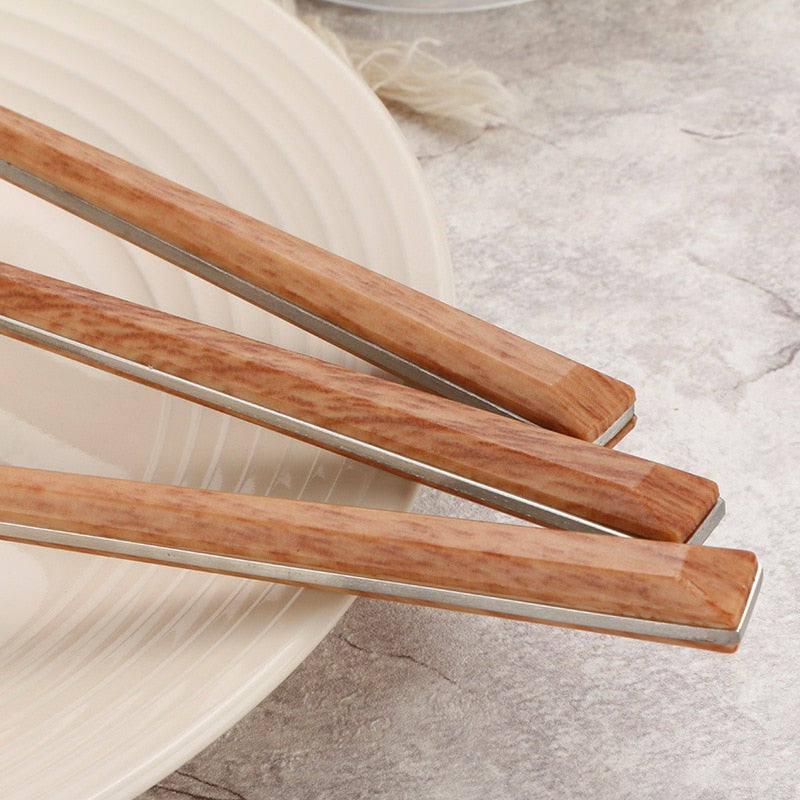 Wood Handle Stainless Steel Set