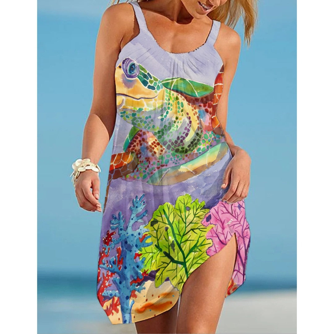 Turtle Print Beach Dress