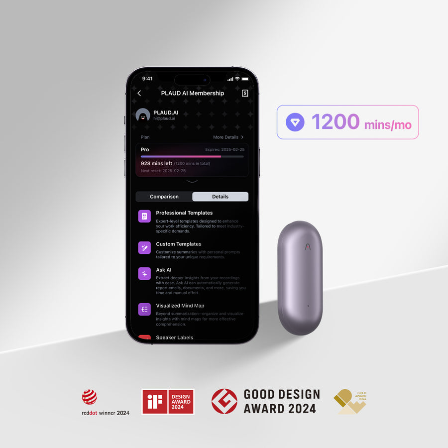PLAUD NotePin & AI Annual Pro Plan
