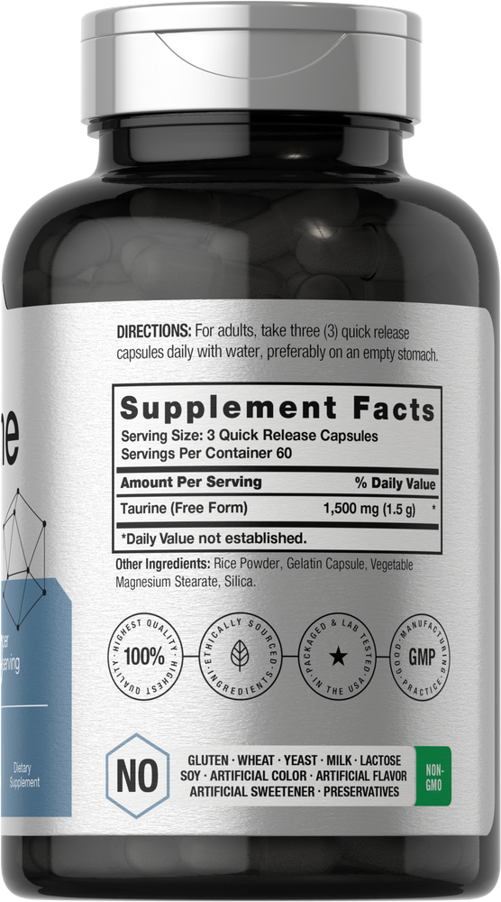 Taurine 1500mg | 180 Capsules