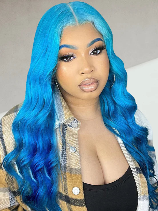 Adore Baby Blue Ombre Color Body Wave Lace Front Wigs
