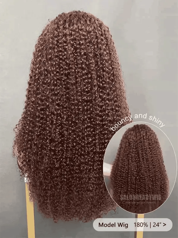 Reddish Brown Pre-plucked Wear & Go Kinky Curly 6x4 HD Lace Closure Wigs