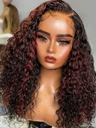Water Wave 1B/99J Highlight Mixed Colored 4x4 Lace Closure Wigs