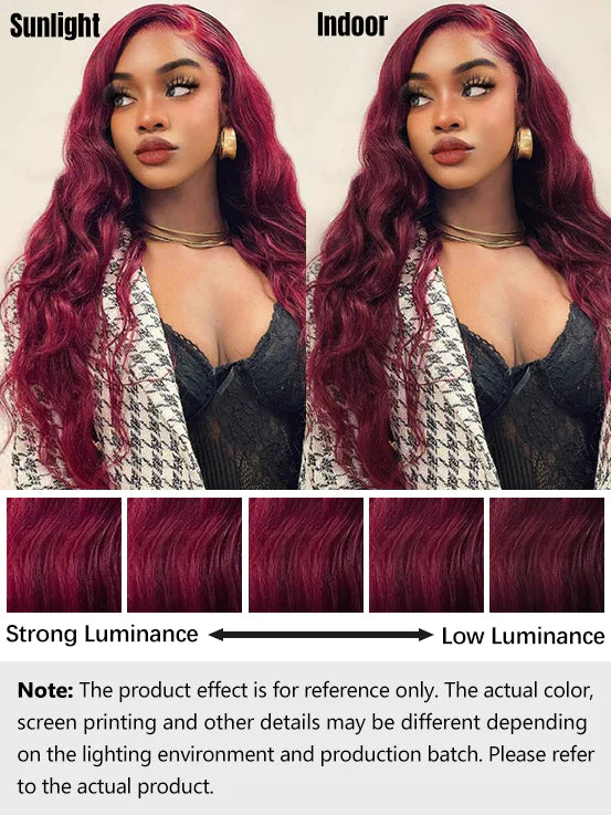 Red Wine Burgundy Body Wave 13x4 Lace Front Lace Part Wig