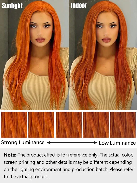 Bright Carrot Orange Wigs Human Hair 13x4 Transparent Lace Front Colored Wig