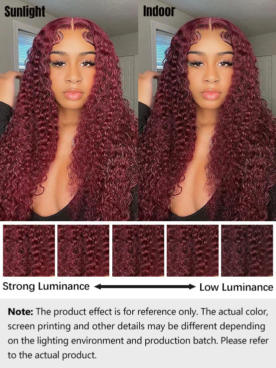 Burgundy 99J Wear & Go Water Wave Pre Cut 6x4 Lace Glueless Wig