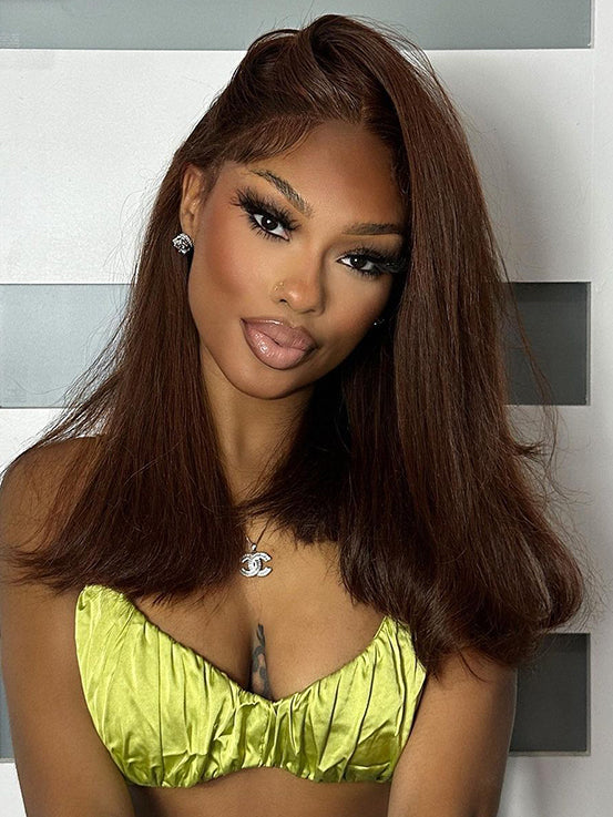 Chestnut Dark Brown #4 Straight 13x4 Lace Front Human Hair Wig