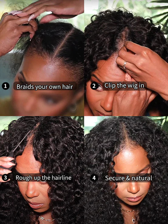 Glueless V Part Wig Kinky Curly Wigs For Beginners