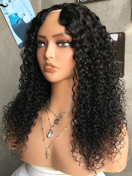 Glueless V Part Wig Kinky Curly Wigs For Beginners
