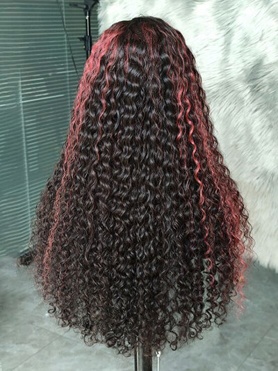 Water Wave 1B/99J Highlight Mixed Colored 4x4 Lace Closure Wigs