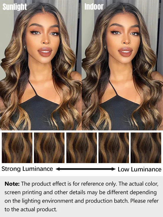 Pre Cut 6x4 Highlight Brown Body Wave HD Glueless Lace Closure Wigs