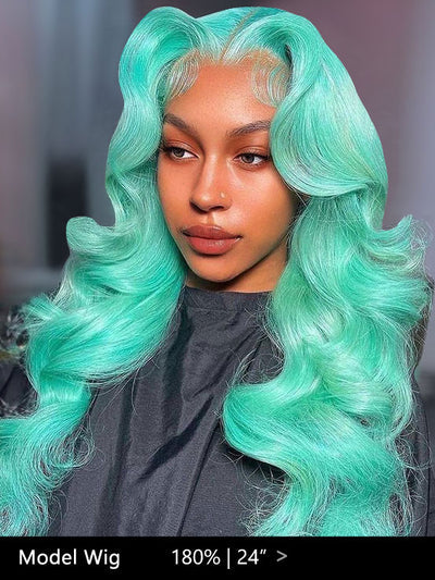 Lake Brilliant Blue Hot Color Body Wave Hair 13x4 Lace Front Wigs