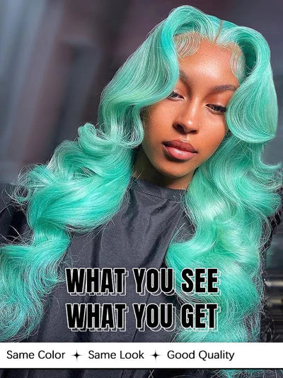 Lake Brilliant Blue Hot Color Body Wave Hair 13x4 Lace Front Wigs