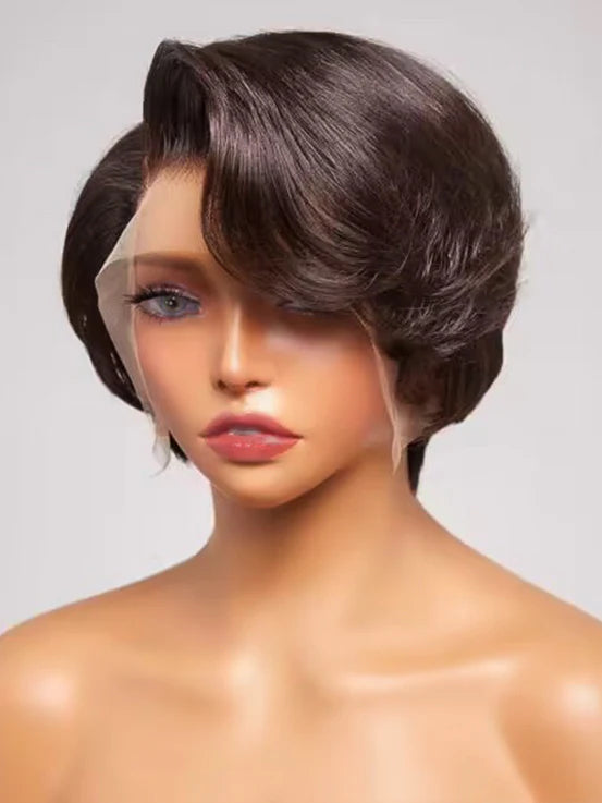 Mature Boss Style Affordable Pre-styled Short Pixie Cut Undetectable Invisible Lace Wig