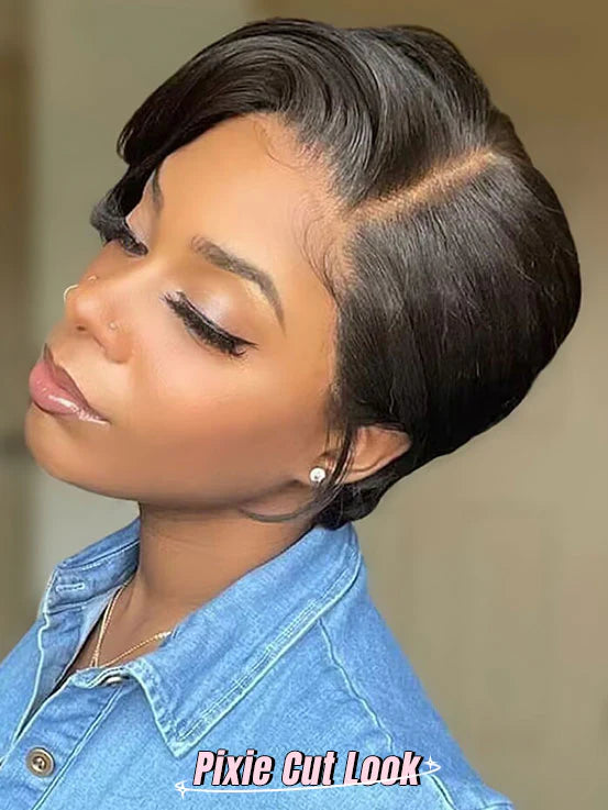 Mature Boss Style Affordable Pre-styled Short Pixie Cut Undetectable Invisible Lace Wig