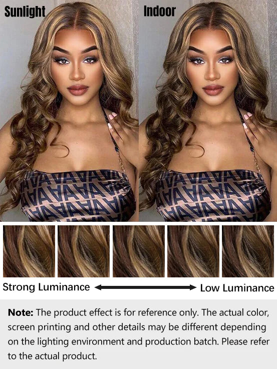 Highlight #4/#27 Piano Color Body Wave 6x4 Glueless HD Lace Closure Wig