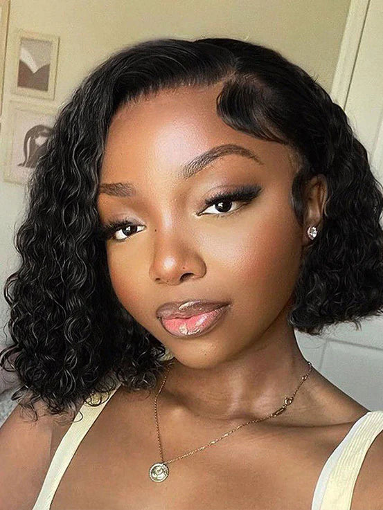 Wear & Go HD 13x4 Glueless Lace Frontal Water Wave Human Hair Bob Wigs