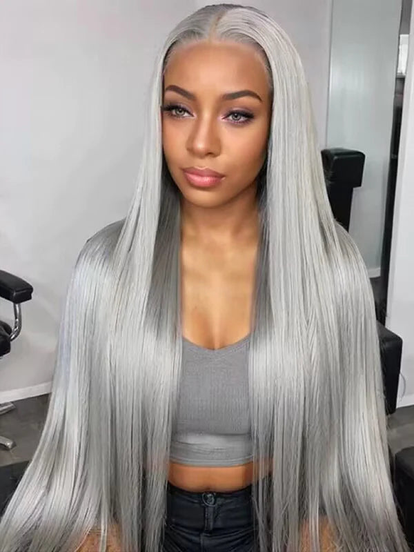 Wear & Go Grey Color Pre Plucked 6x4 Lace Glueless Straight Wigs